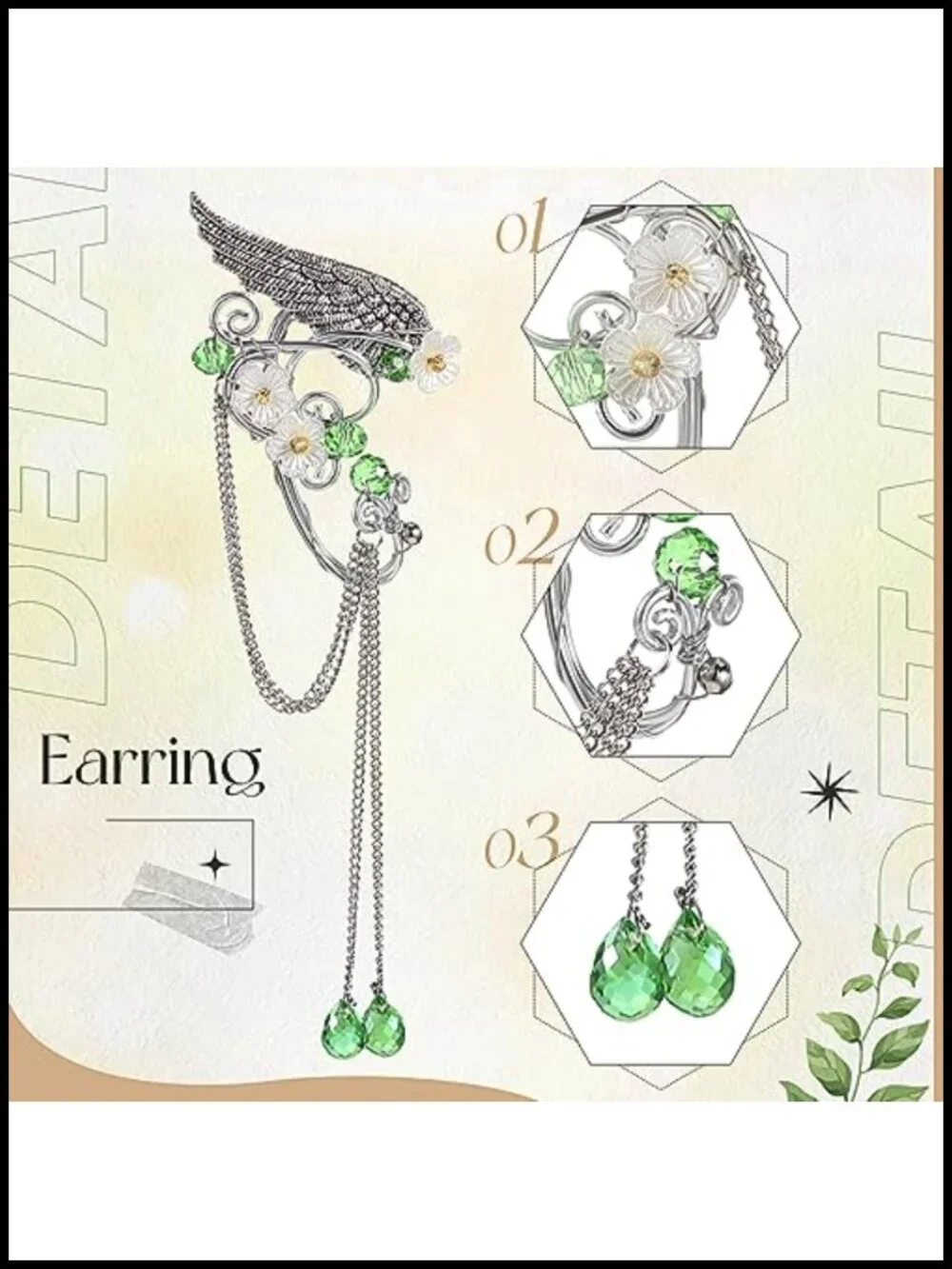 Fairy Costume Accessory Set, Elf Ear Cuffs, Rhinestone Crown, Halloween Cosplay